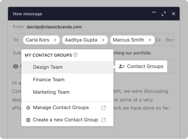Grupos de contactos para escribir a varios